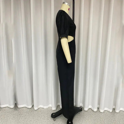 Short Sleeve Hollow Loose Legs Pants