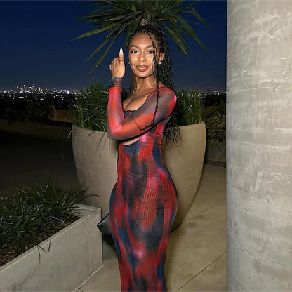 فستان ماكسي بأكمام طويلة من Let Me Think Raspberry Rhapsody