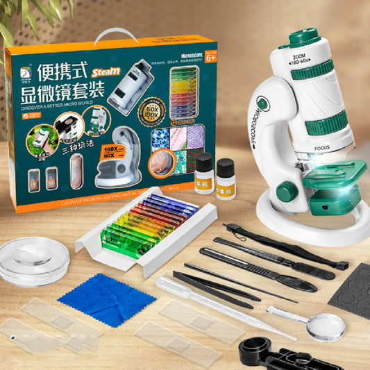 Children's Microscope Portable Scientific Experiment Gift Set