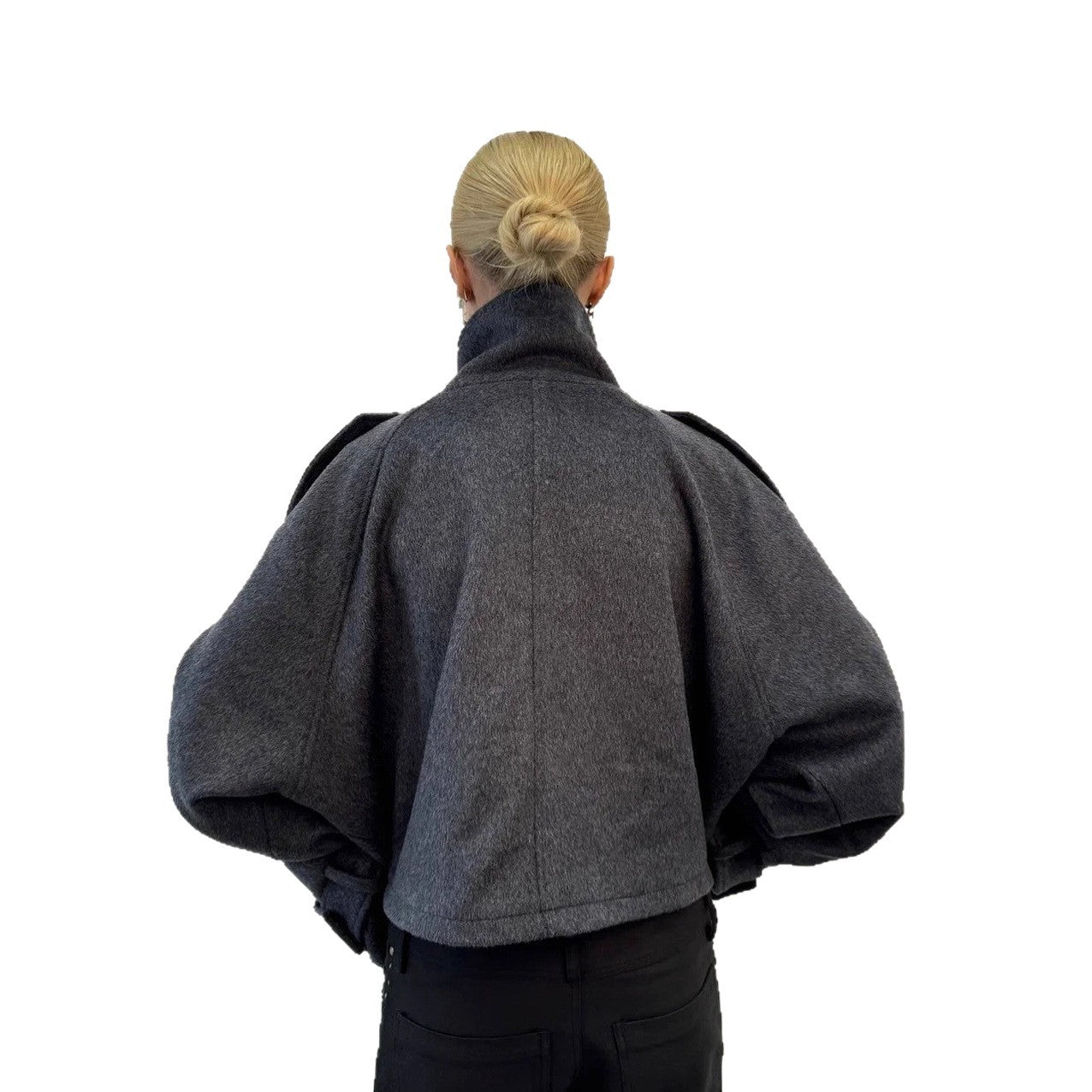 Womens Short Wool Jacket With Zipper