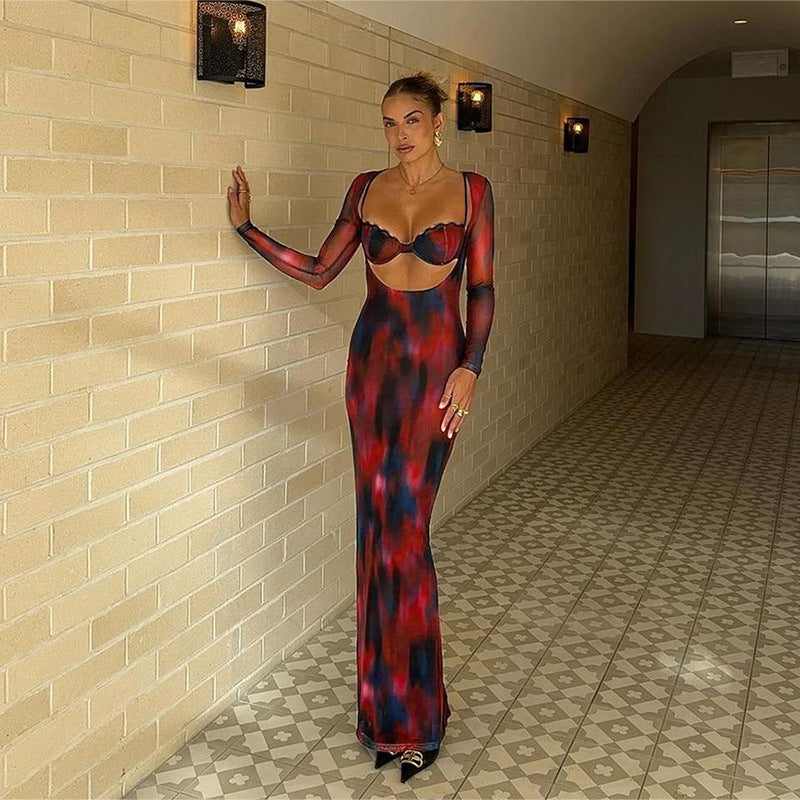 فستان ماكسي بأكمام طويلة من Let Me Think Raspberry Rhapsody