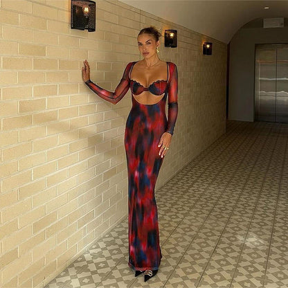 فستان ماكسي بأكمام طويلة من Let Me Think Raspberry Rhapsody