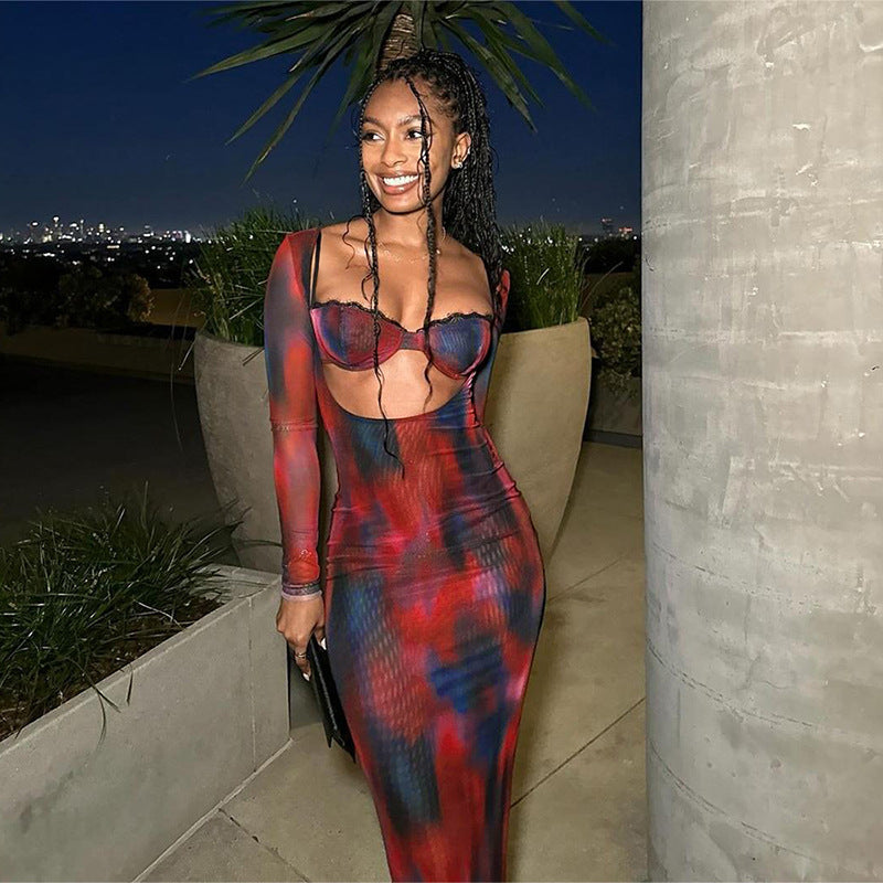 فستان ماكسي بأكمام طويلة من Let Me Think Raspberry Rhapsody