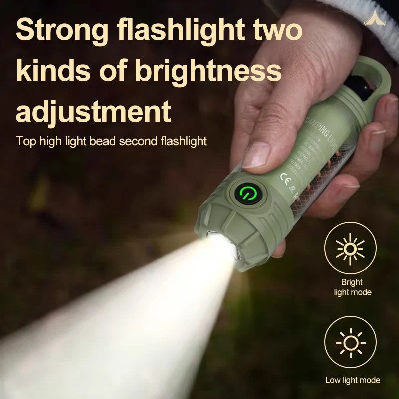 Multi Functional Camping Light Outdoor LED Night Riding Light Rechargeable Flashlight Night Light Waterproof Travel Light