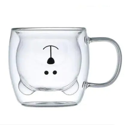 كوب زجاجي مزدوج الطبقات بطابع حيواني