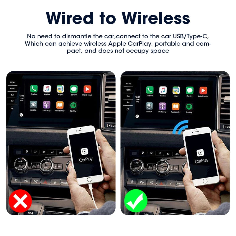 NEW Mini Box Wired To Wireless CarPlay Android Auto Wireless Adapter Plug And Play Universal