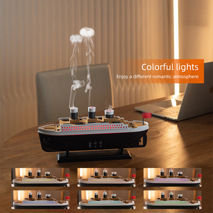 Steamship Diffuser with Colorful LED Lights – Essential Oil Humidifier &amp; Night Light
