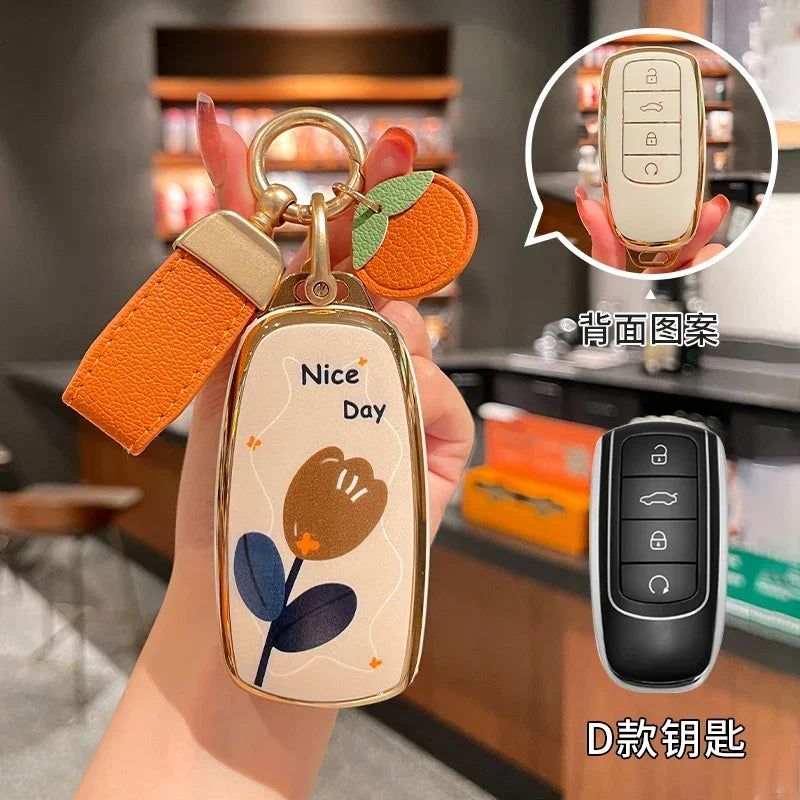 Car Key Case Cover for Chery Exeed Tiggo 2 3x Arrizo 5 Pro Gx 5x EQ7 8 Pro 8plus 5 Plus 7pro 7 Pro Max Omoda 5 C5 Jaecoo J7 J8