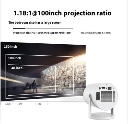Compact Home Projector with 180° Angle & Auto-Focus