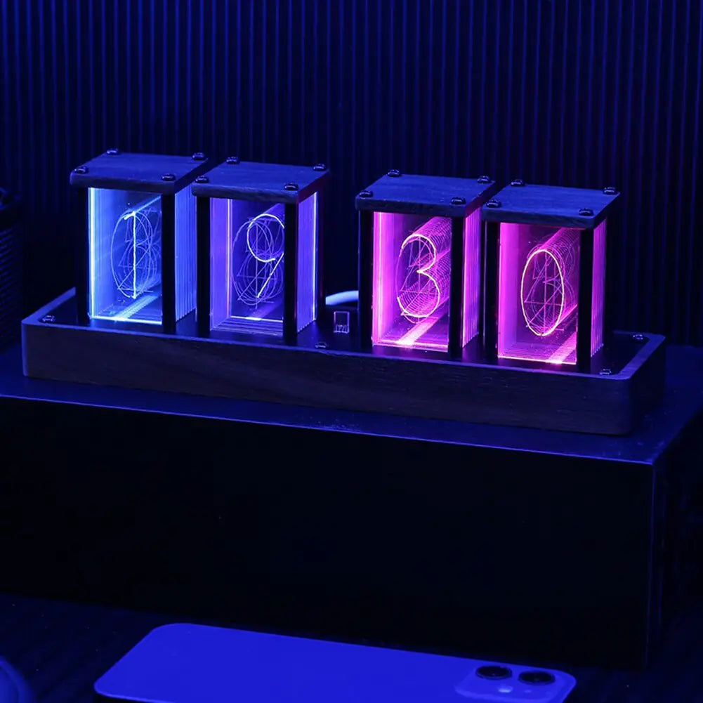 WiFi RGB Nixie Glow Tube Clock LED Digital Table Ornament