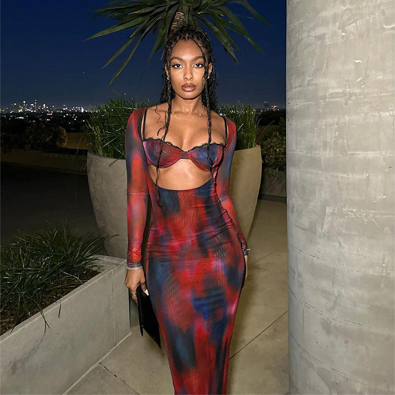 فستان ماكسي بأكمام طويلة من Let Me Think Raspberry Rhapsody