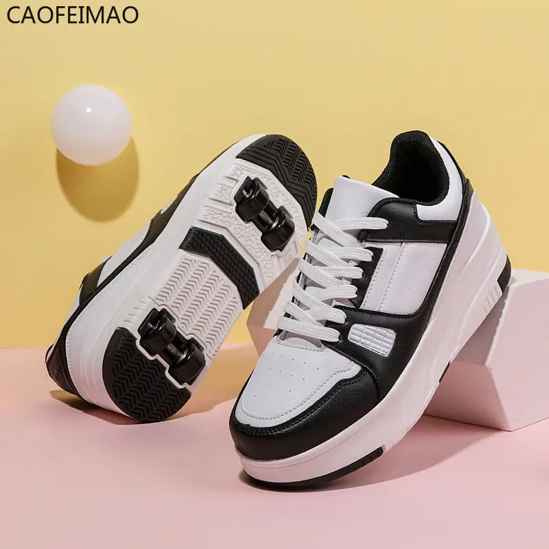 Caofeimao Roller Skate Shoes for Kids - Trendy 2-in-1 Sneakers with Wheels, Perfect for Autumn 2025