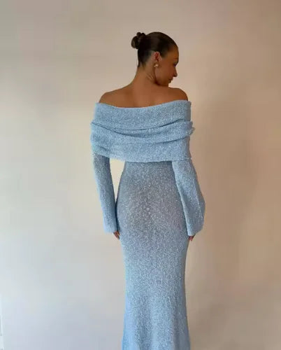 أناقة الصيف: فستان ماكسي شفاف محبوك بأكمام طويلة للنساء