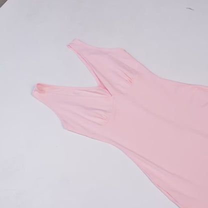 Elegant Sleeveless Ruffles Sexy Long Dress For Women Summer New Deep V-Neck Backless Thigh High Split Maxi Dress