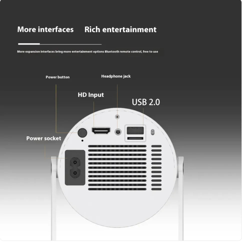 Compact Home Projector with 180° Angle & Auto-Focus