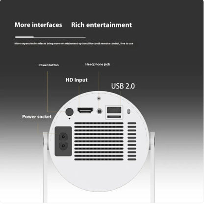 Compact Home Projector with 180° Angle & Auto-Focus
