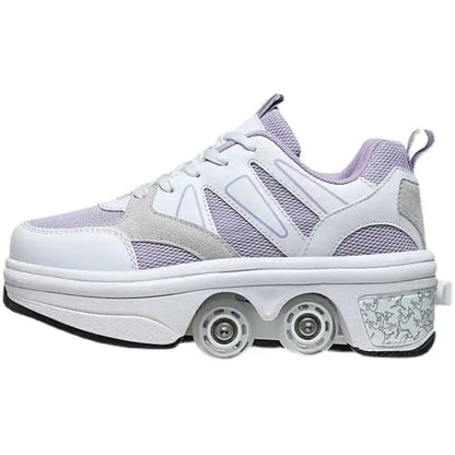 Roller Skates Casual Sneakers - Stylish 2-in-1 Skates with PU Wheels & Comfortable Design for Men & Women