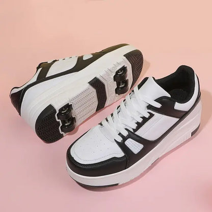 Caofeimao Roller Skate Shoes for Kids - Trendy 2-in-1 Sneakers with Wheels, Perfect for Autumn 2025