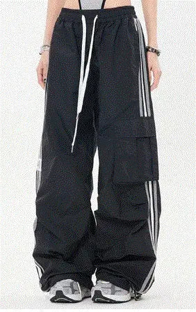 Chic Wide-Leg Drawstring Cargo Pants