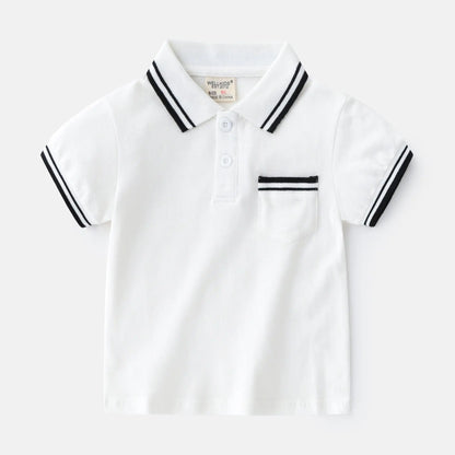 Boys' Summer Cotton T-Shirt – Short Sleeve Polo Style for Ages 3-8