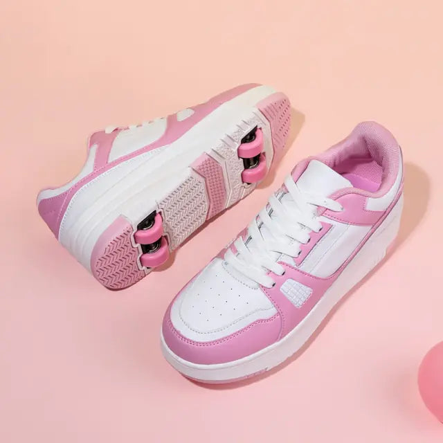 Caofeimao Roller Skate Shoes for Kids - Trendy 2-in-1 Sneakers with Wheels, Perfect for Autumn 2025