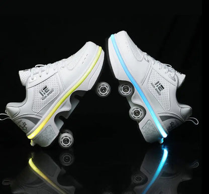 Roller Skates Casual Sneakers - Stylish 2-in-1 Skates with PU Wheels & Comfortable Design for Men & Women