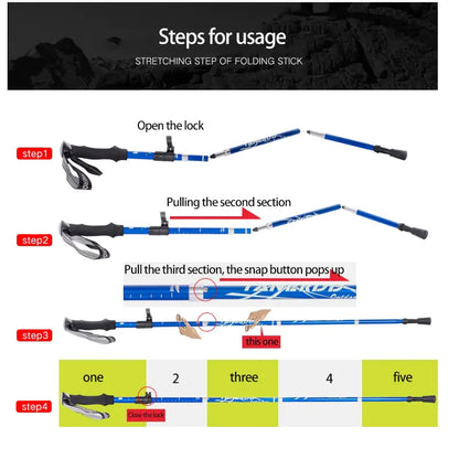 Foldable Outdoor Trekking Pole – Lightweight Adjustable Hiking Stick for Camping and Walking